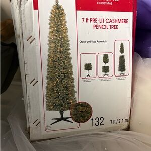 Pre-Lit Cashmere Pencil Tree - 7 ft, Green